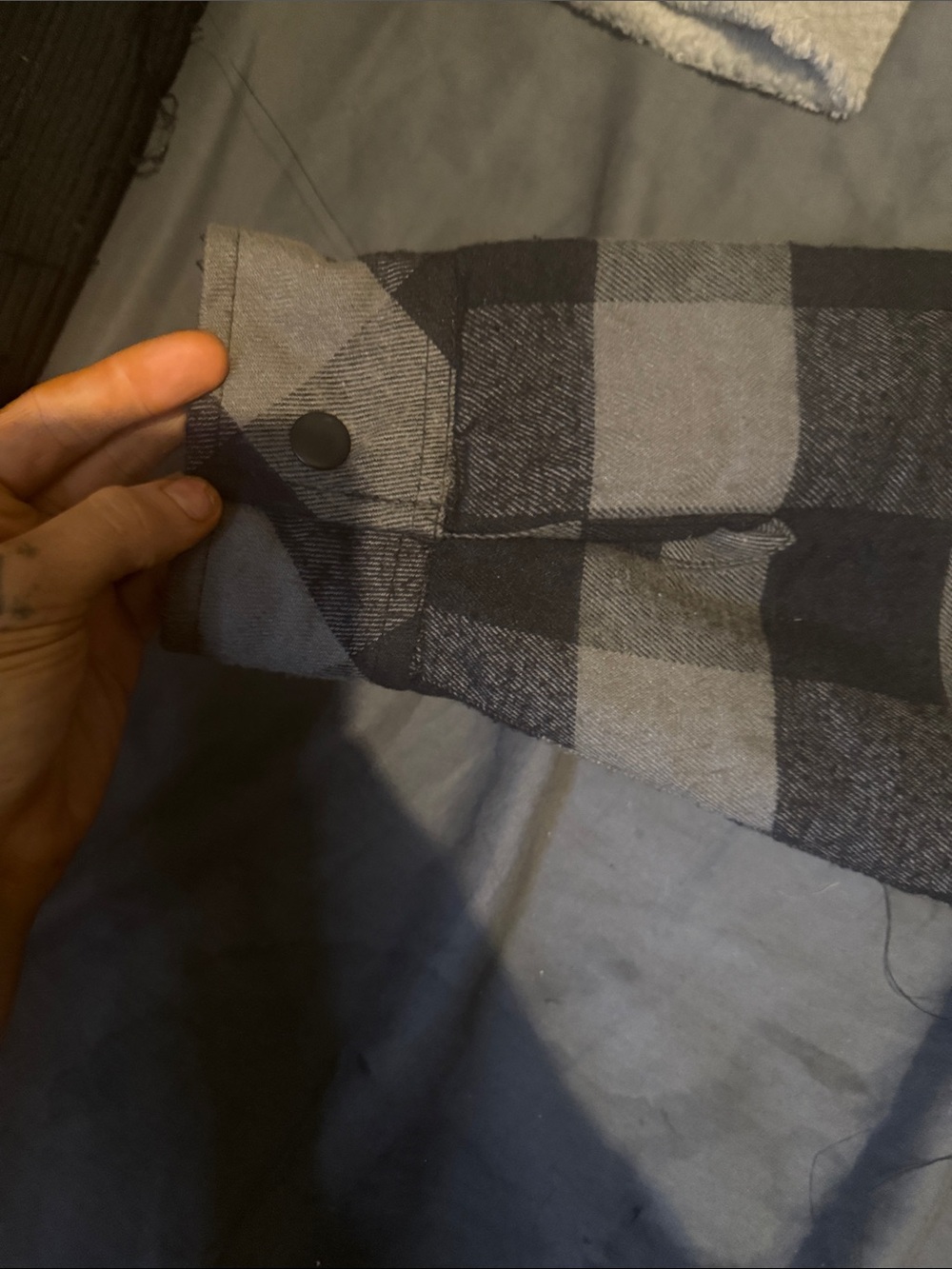 Ghost Face Black & Gray Plaid Hooded Performance Jacket size L worn once - Picture 9 of 13